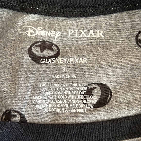 Disney Pixar Crew Neck T-shirt Size 3 - Picture 4 of 4